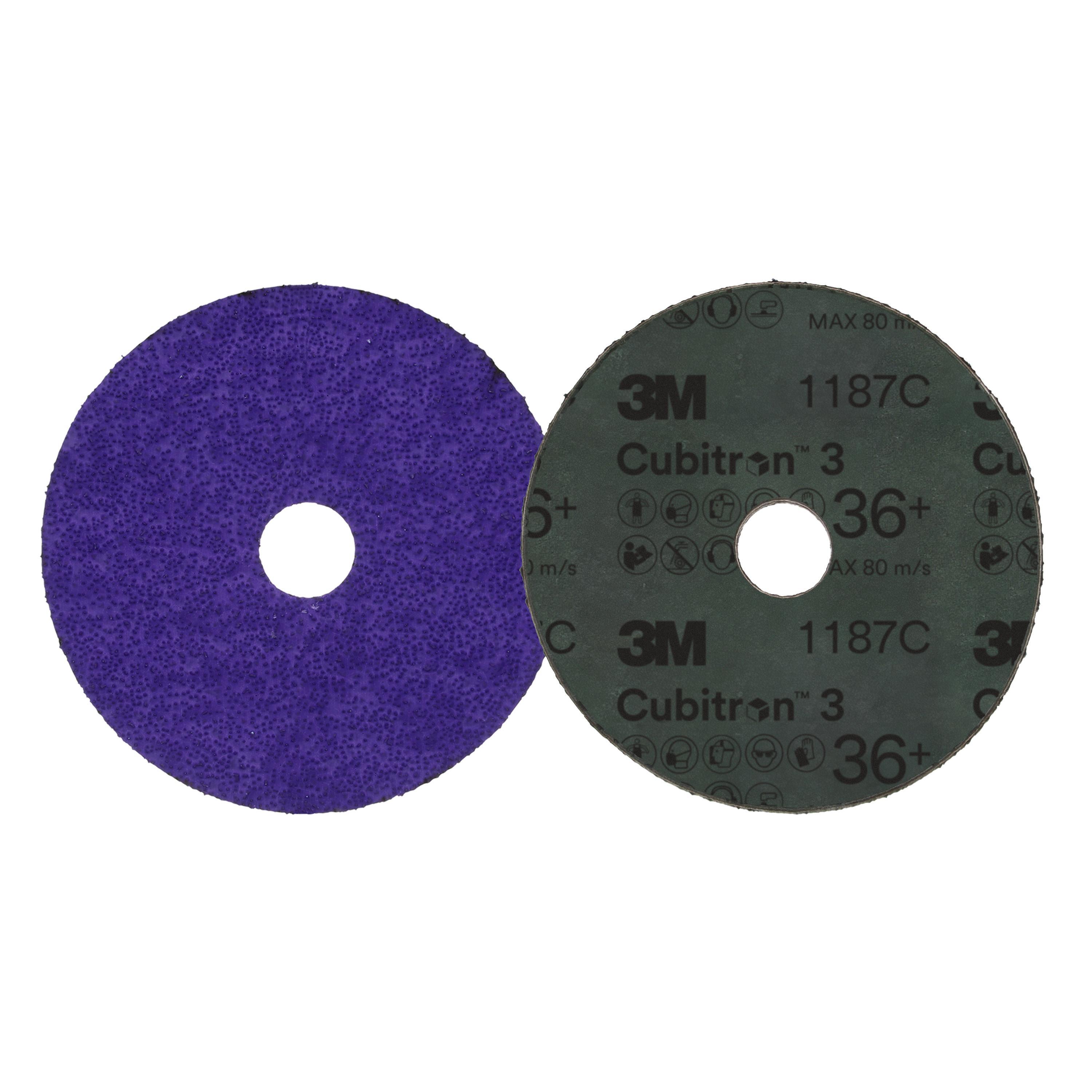 Cubitron 7100309788 Closed Coat Fiber Disc, 4.5 in Dia Disc, 0.875 in Center Hole, 36+ Grit, Precision Shaped Ceramic Abrasive, Center Hole Attachment - Coated Abrasive Fiber Discs